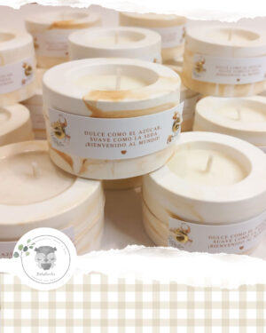 Porta Velas Yeso + Vela Soja + TARJETA PERSONALIZADA
